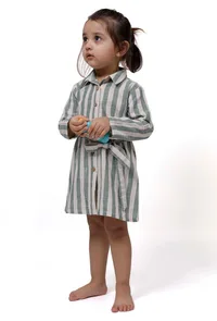 Green Melange Stripe Tunic Dress image 2