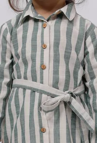 Green Melange Stripe Tunic Dress image 4