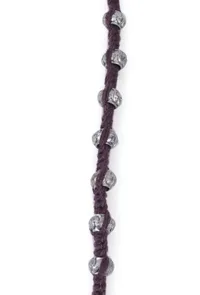 Set Of 2: Lopa Brown Thread & Antique Plated Brass Beaded Anklets image 4