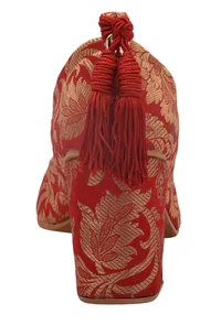 Red Brocade Block Heel image 5