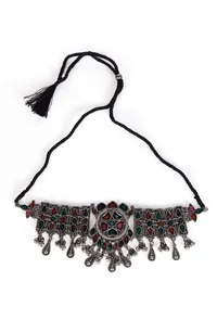 Tribal Radiance Oxidized Necklace And Earrings image 2