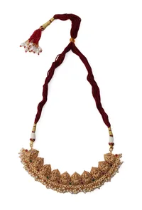 Divine Laxmi Devi Pearl Moti Latkan Set With High Gold Finish image 3