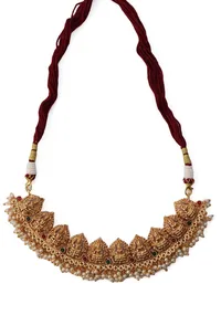 Divine Laxmi Devi Pearl Moti Latkan Set With High Gold Finish image 4