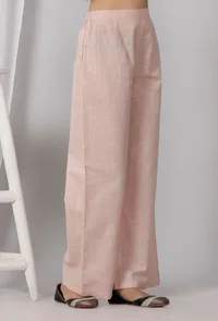 Rose Pink Cotton Khadi Palazzo image 2