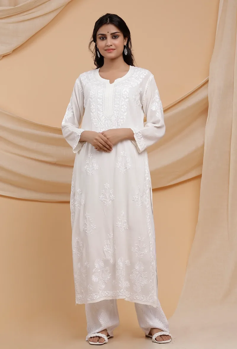 White Chikankari Kurta