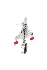 Red and Green Tri Brass Earrings image 3