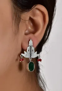 Red and Green Tri Brass Earrings image 5