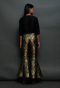 Bottle Green Brocade Sharara Pants image 3