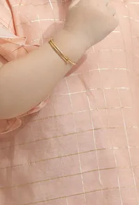 Set of 2: Peach Chanderi Kurta with Pants image 4