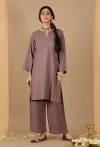Set Of 2: Bandhani Flared Sleeves Kurta With loose straight Pants image 1