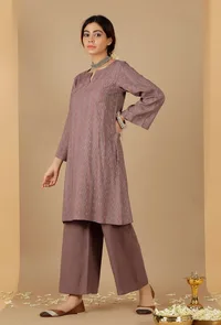 Set Of 2: Bandhani Flared Sleeves Kurta With loose straight Pants image 2