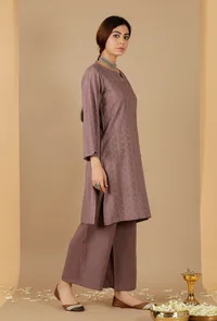 Set Of 2: Bandhani Flared Sleeves Kurta With loose straight Pants image 3