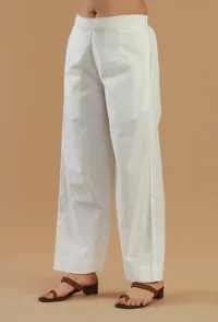 White Straight-Fit Cotton Pant image 2