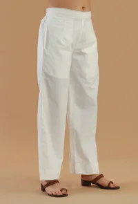 White Straight-Fit Cotton Pant image 3