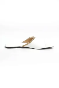 Irish White Gold Chain Cruelty-Free Leather Flats image 4