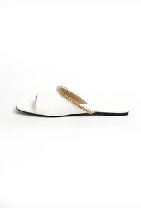 Irish White Gold Chain Cruelty-Free Leather Flats image 5