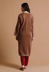 Irish Coffee Kashmiri Sozni Embroidery Phiran-Free Size image 4