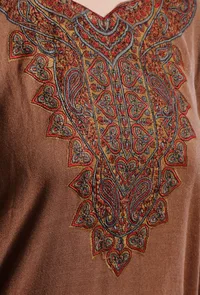 Irish Coffee Kashmiri Sozni Embroidery Phiran-Free Size image 5