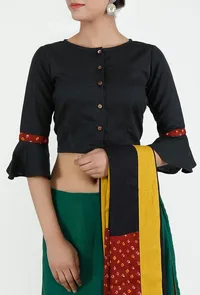 Black Bandhani Cotton Silk Blouse image 1