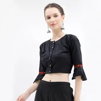 Black Bandhani Cotton Silk Blouse image 2