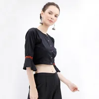 Black Bandhani Cotton Silk Blouse image 4