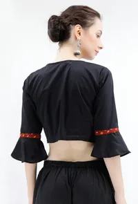 Black Bandhani Cotton Silk Blouse image 5