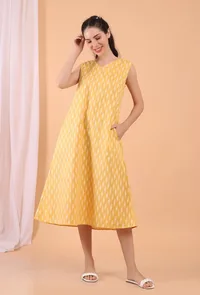 Mustard Yellow Woven Cotton Dress image 2