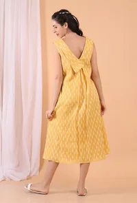 Mustard Yellow Woven Cotton Dress image 3