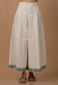 White Cotton Flex Culottes image 1
