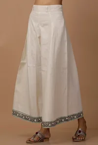 White Cotton Flex Culottes image 2