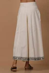 White Cotton Flex Culottes image 4