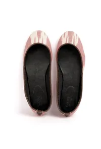 Pink and White Ikat Cruelty Free Leather Flat Ballerinas image 2