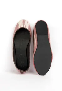Pink and White Ikat Cruelty Free Leather Flat Ballerinas image 3