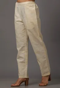 Cream Pure Woven Cotton Pants image 2
