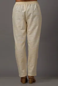 Cream Pure Woven Cotton Pants image 3