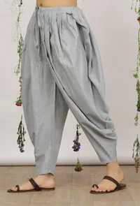 Powder Blue Cotton Khadi Dhoti Pants image 3