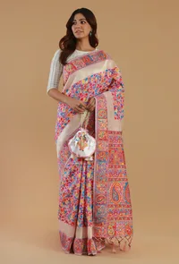 Multicolor Kani Weave Silk Wool Saree with Unstitched Blouse image 2