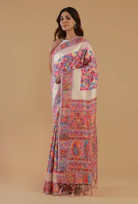 Multicolor Kani Weave Silk Wool Saree with Unstitched Blouse image 5