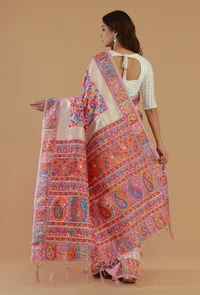 Multicolor Kani Weave Silk Wool Saree with Unstitched Blouse image 6