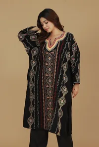Black Kashmiri Embroidered Phiran- Free Size image 1