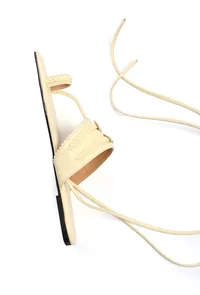 Yellow Kolhapuri Tie Up Flats image 3