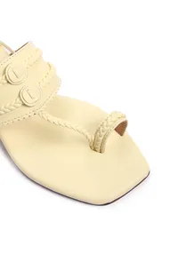 Yellow Kolhapuri Tie Up Flats image 5