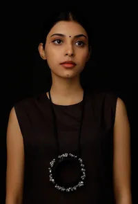 Onyx Black Ghungroo Handcrafted Necklace image 1