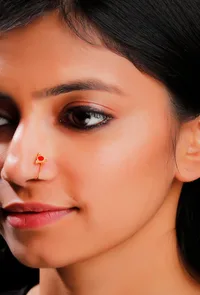 Red Enamel Triangular Shaped Nosepin image 1