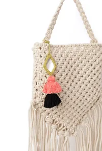 Fawn White Floral Macrame Tote Bag image 4