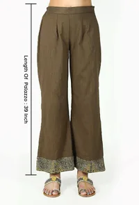 Khaki Green Cotton Slub Ajrakh Palazzo image 5