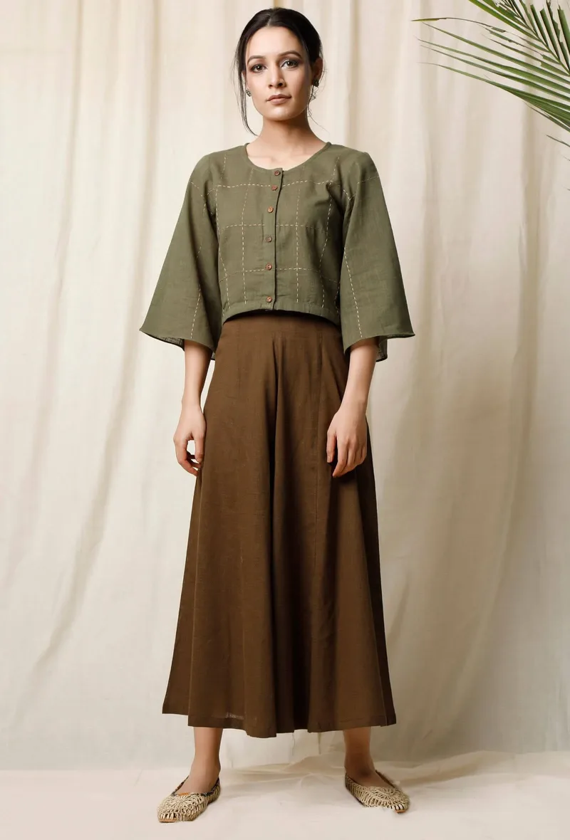 Light Green Cotton Slub Blouse