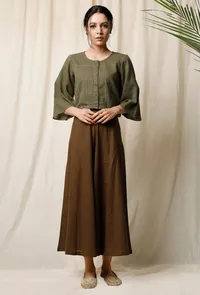 Light Green Cotton Slub Blouse image 2