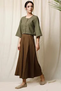 Light Green Cotton Slub Blouse image 3