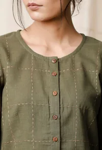 Light Green Cotton Slub Blouse image 6